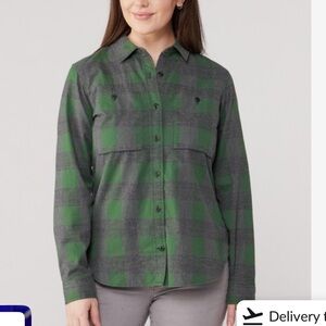 REI women’s organic cotton Wallace lake long sleeve flannel button down